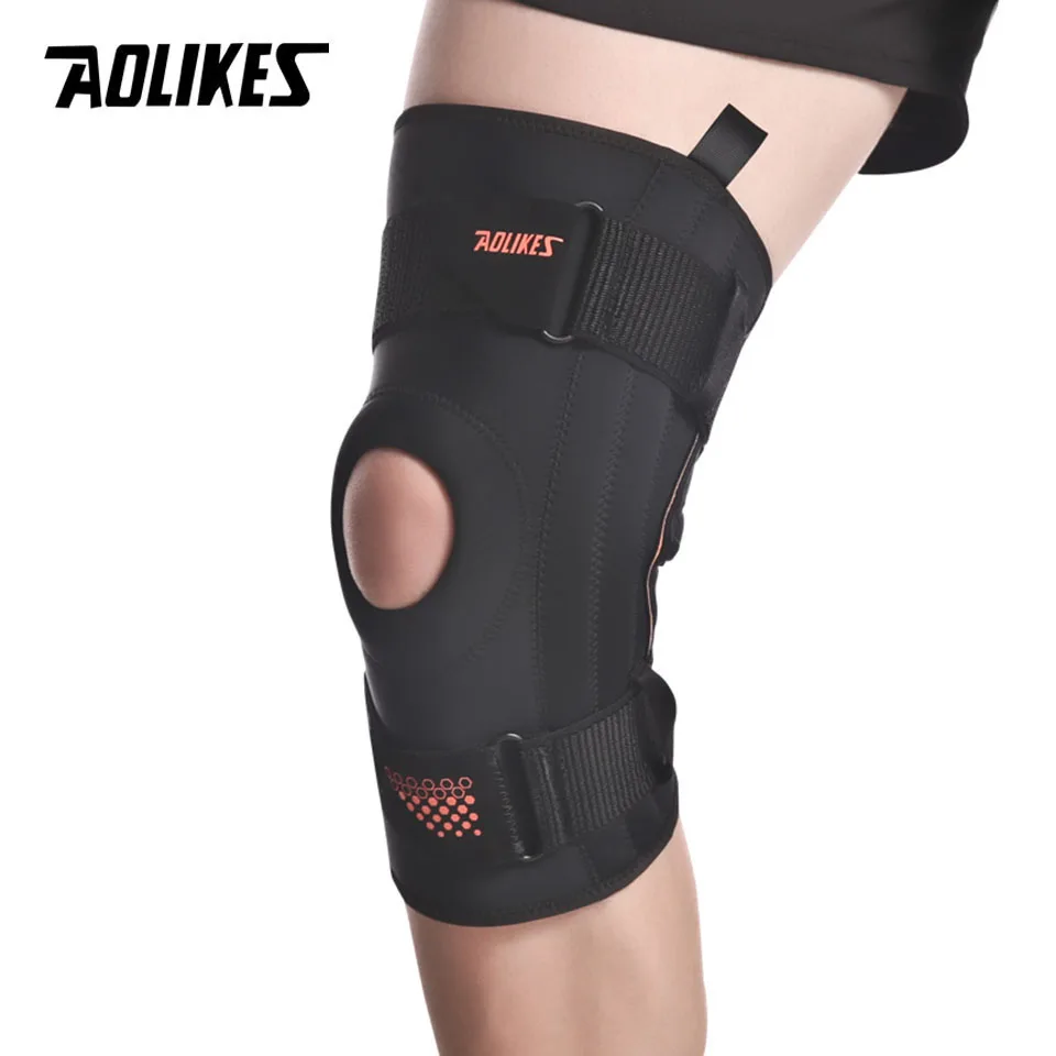 AOLIKES 1PCS Pressurize Knee Support Sleeve Protector Elastic Knee Pads Brace Springs Gym Sports Basketball Running Fitness