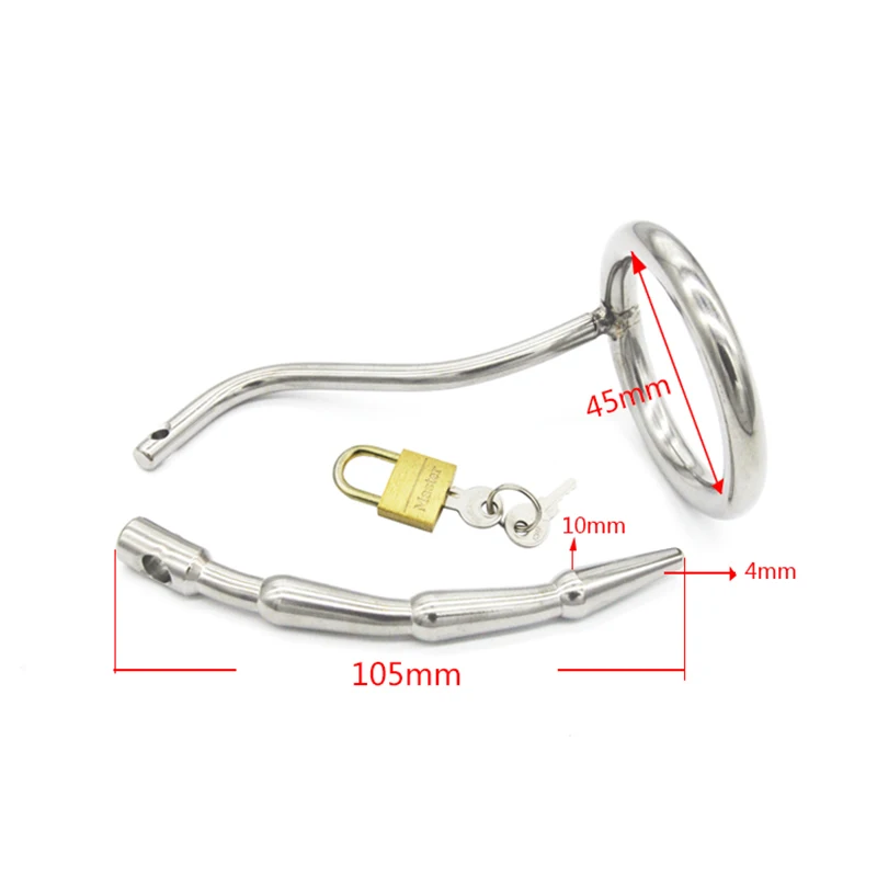 Chaste Bird Stainless Steel Male Chastity Device with Urinary Plug,Cock Cage,Virginity Lock,Penis Ring,Penis Lock,Cock Ring A110