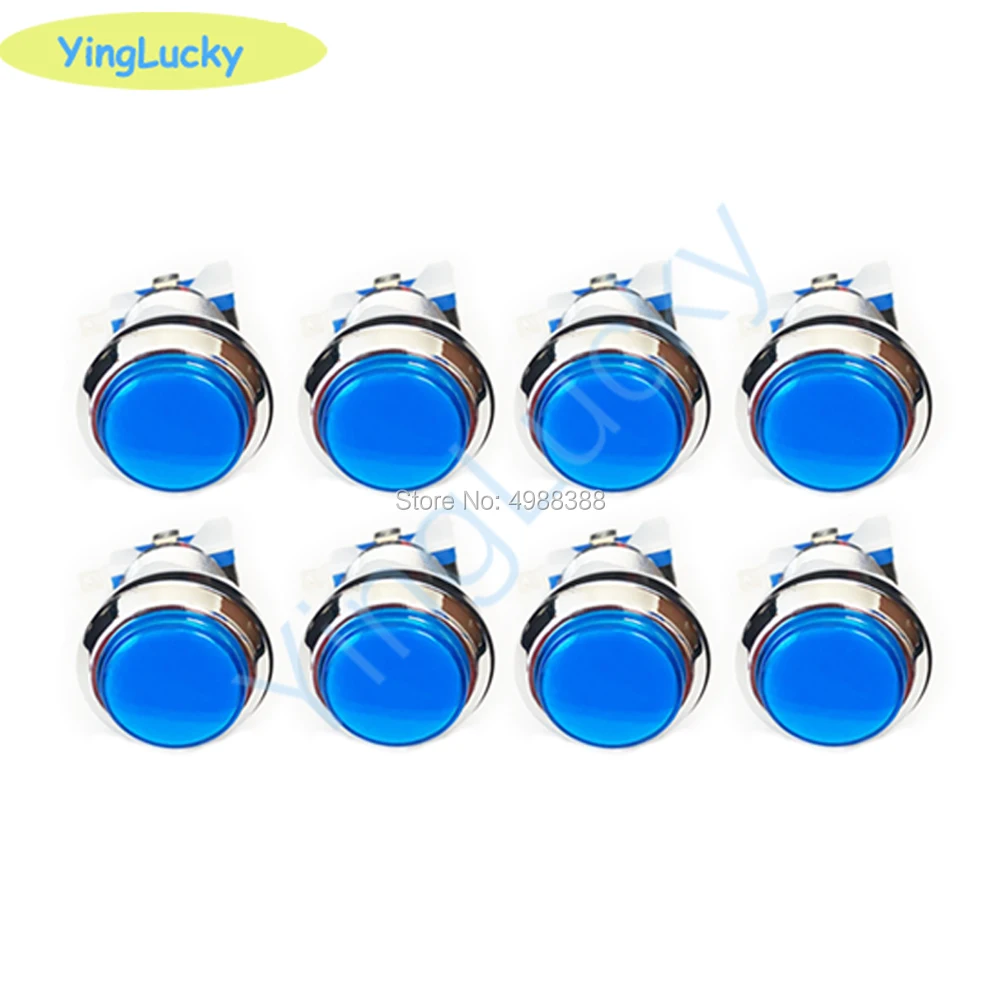 8 قطعة الممرات زر 33 مللي متر 12v LED الفضة مطلي أزرار لممر لعبة آلة مجلس الوزراء باندورا مربع لعبة اكسسوارات