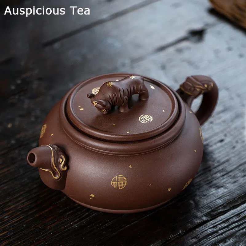 

350ml Yixing Raw Ore Purple Clay Pot Pure Handmade Large Capacity Turn Things Around Zisha Tea Pot Tea Ceremony Customized Gift