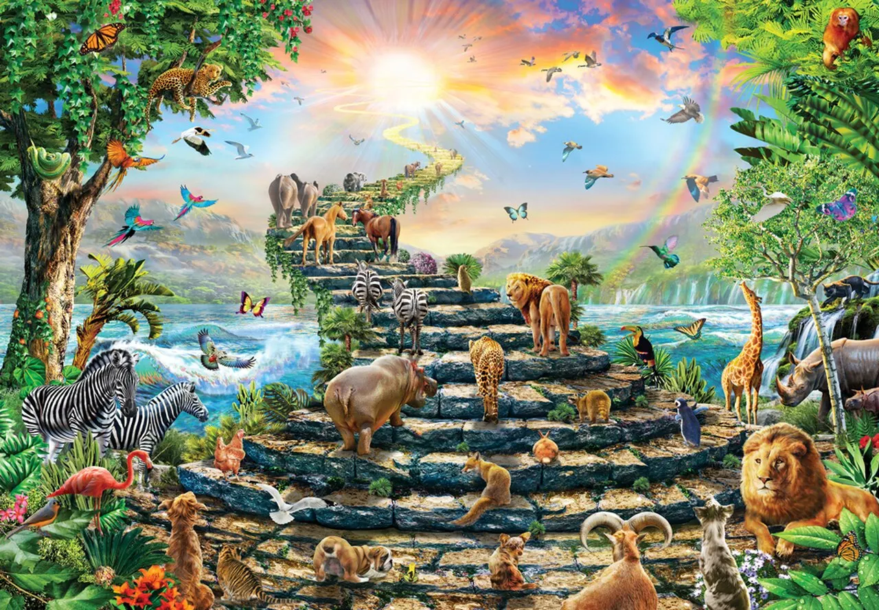 JOHNSON Stairway Heaven Animal Parrot Lion Elephant Zebra Giraffe Rainbow Tree backgrounds Computer print party backdrop