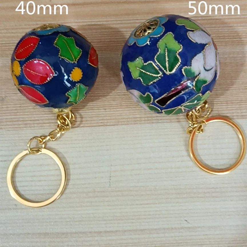 Colorful Cloisonne Enamel Filigree Ball Small Decorative Items Chinese Tradition Handcrafts Key Chain Key Ring Ornaments Gifts