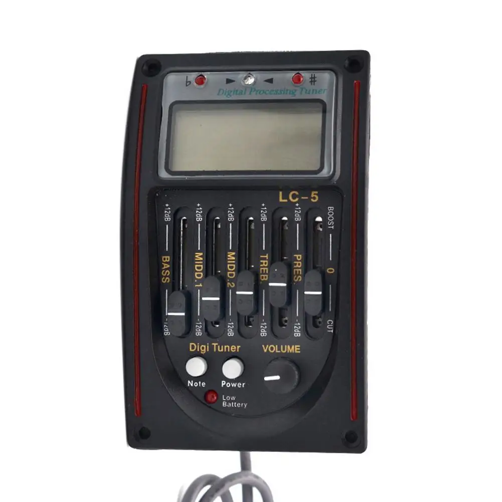 LC-5 Acoustic Guitar Piezo Pickup 5 Bands Backlight Preamp EQ Equalizer Tuner 5 Bands Piezo Pickup Equalizer System guitarra