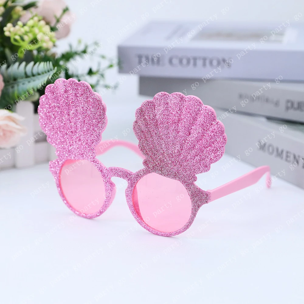 Pink Purple Shining Shell Sunglasses Mermaid Theme Hawaii Party Summer Beach Photo Props Adult kids Birthday Gifts Flash Glasses