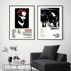 Playboi Carti Posters Whole Lotta Red Tracklist Album Cover Poster Die Lit Music Wall Art Canvas Painting Prints Decor Fans Gift