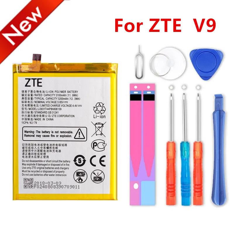Новый аккумулятор 3,85 В 3200 мАч Li3931T44P8h806139 для ZTE Blade A4 A0722 V9 + Бесплатные инструменты