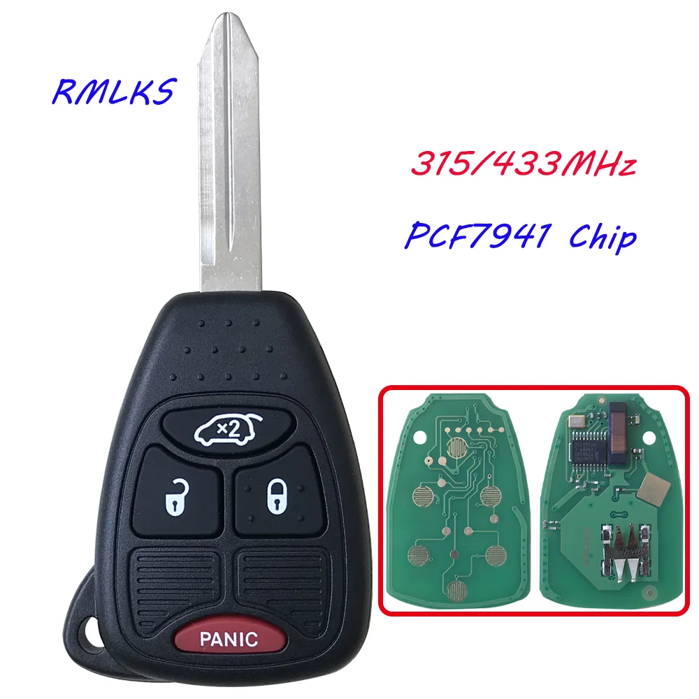 

New Uncut Remote Head Key Fob 4 Button 315Mhz/433Mhz ID46 for Chrysler For Dodge Pacifica For Jeep M3N5WY72XX OHT692427AA