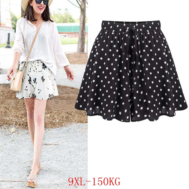 

Summer New Large Size Wide Leg Shorts 3XL -7XL Hip 158CM Women's High Waist Loose Chiffon Fashion Wide Leg Shorts