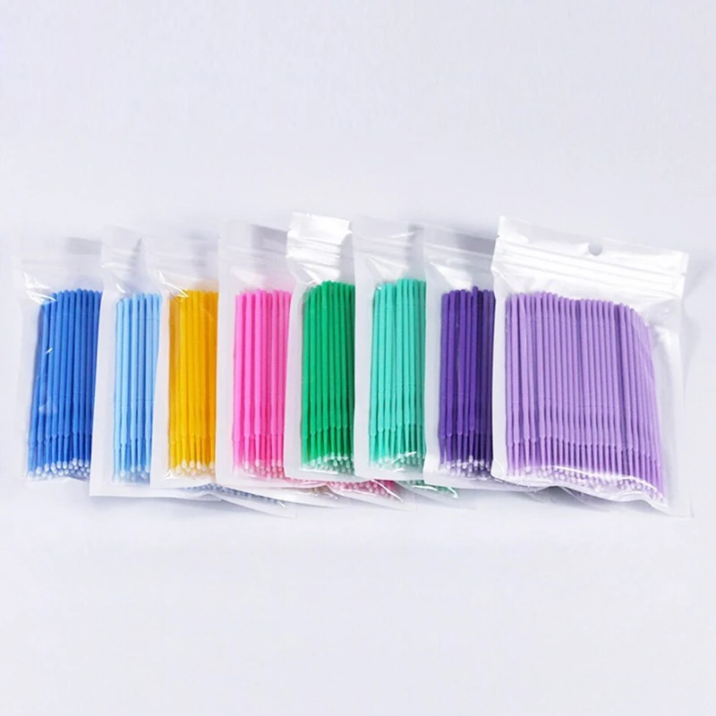 100pcs Disposable Semi Permanent Makeup Embroidery Cotton Swabs Micro Brush Lint Tattoo Eyelash Extension