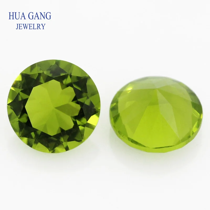 

Size 2.5-12mm Glass Stones Color Peridot Round Shape Machine Cut Loose Synthetic Gems For Jewelry