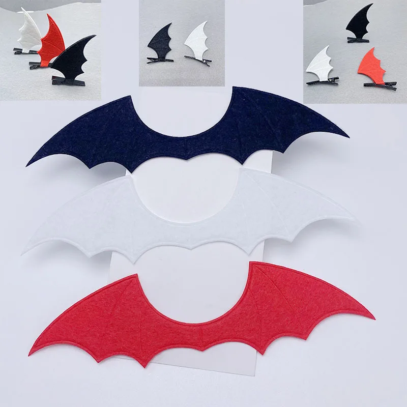45 Stück/Los 15*4CM Filzstoff Dämonen-Fledermausflügel gepolsterte Applikationen für DIY Halloween-Kostüm Vampir-Haarspangen-Dekorationsaufnäher – Detail 9