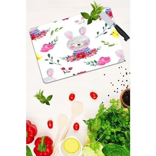 Glass Cutting Board Sevim Rabbit Pattern Glass Cutting Plate heat Resistant Glass 30x40 Chopping Block Glass High Quality made In Turkey