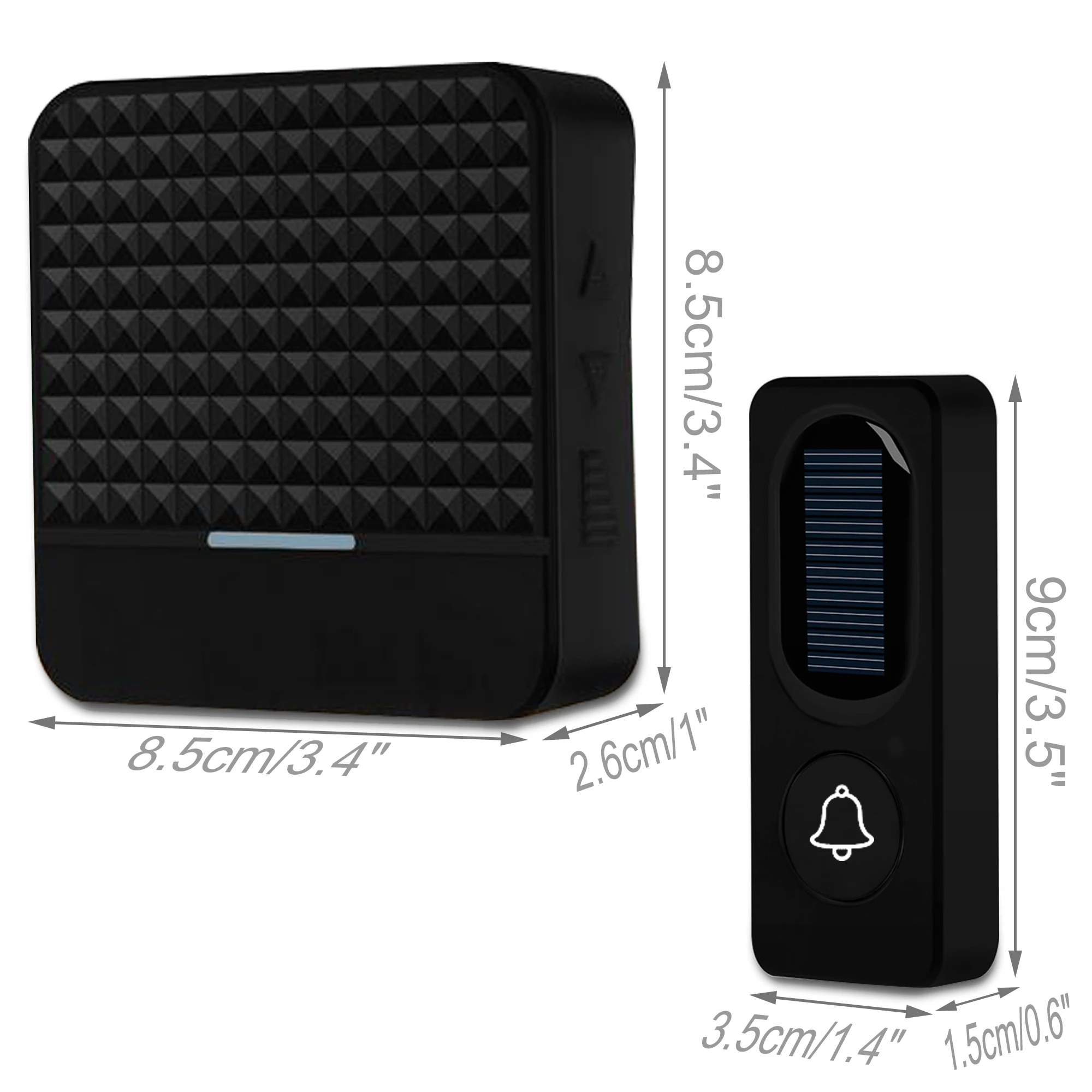 Solar Wireless Doorbell Low Power Home IP65 Waterproof 300M Door Bell Chime Outdoor Doorbells