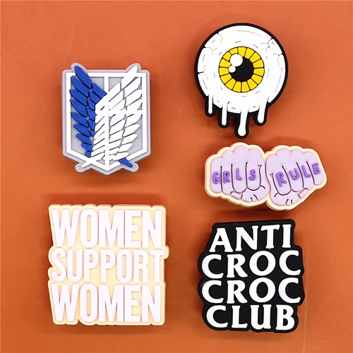 Imagen 2 del producto 1 Uds. Grls Rule PVC accesorios de colgantes para zapatos eslogan mujeres soporte zapatos de mujer hebilla decoraciones apto para niños regalos de fiesta de Navidad