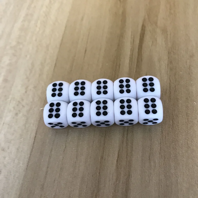 12mm dados de acrílico blanco dados 10 unids/lote Hexahedron filete rojo y negro puntos clubes KTV dedicado entretenimiento dados juego