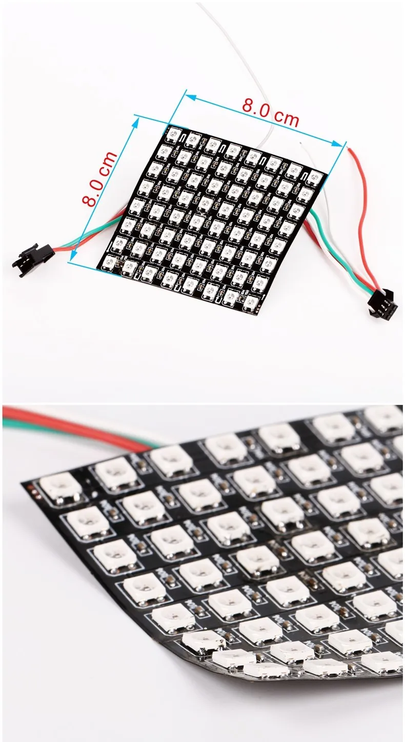 8x8 16x16 8x32 Pixels SK6812 WS2812B RGB Matrix Individually Addressable Digital Flexible LED Panel Pixels Screen DC5V