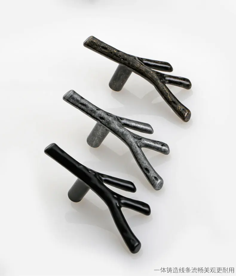 YUTOKO Knöpfe Tür Zieht Hardware Mode Baum Zweig Möbel Griff 96mm 128mm Schwarz Silber Bronze Küche Schrank Griffe – Detail 12