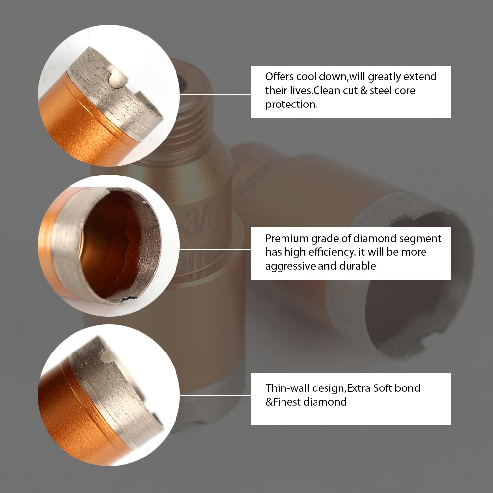 Raizi Wet CNC Thin Wall Diamond Core Bits 1/2 Gas & M14 For Porcelain Tile Dekton Lapitec Neolith Ceramic Sintered Stone