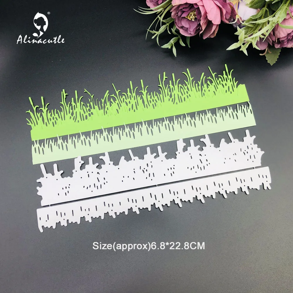 Alinacutle Slimline Metal Cutting Die Cut 2pc Grass Scrapbooking Paper Craft Handmade Album Card Punch Art Knife