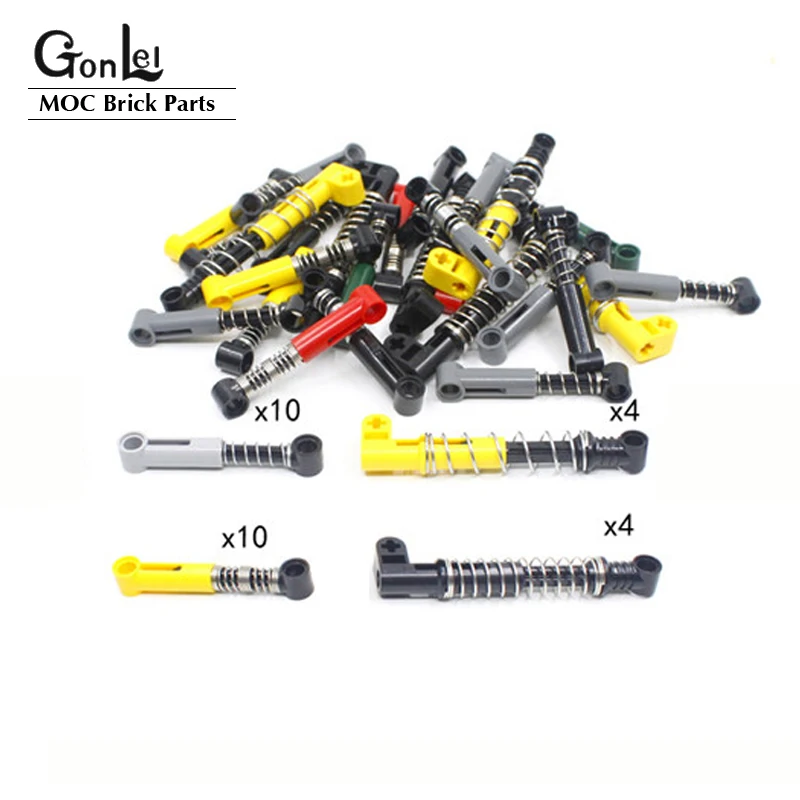 28Pcs/lot High-Tech Steering Shock Absorber 6.5L/9.5L Soft/Hard Spring MOC Building Blocks Bricks High-Tech Cars Spare Parts Toy