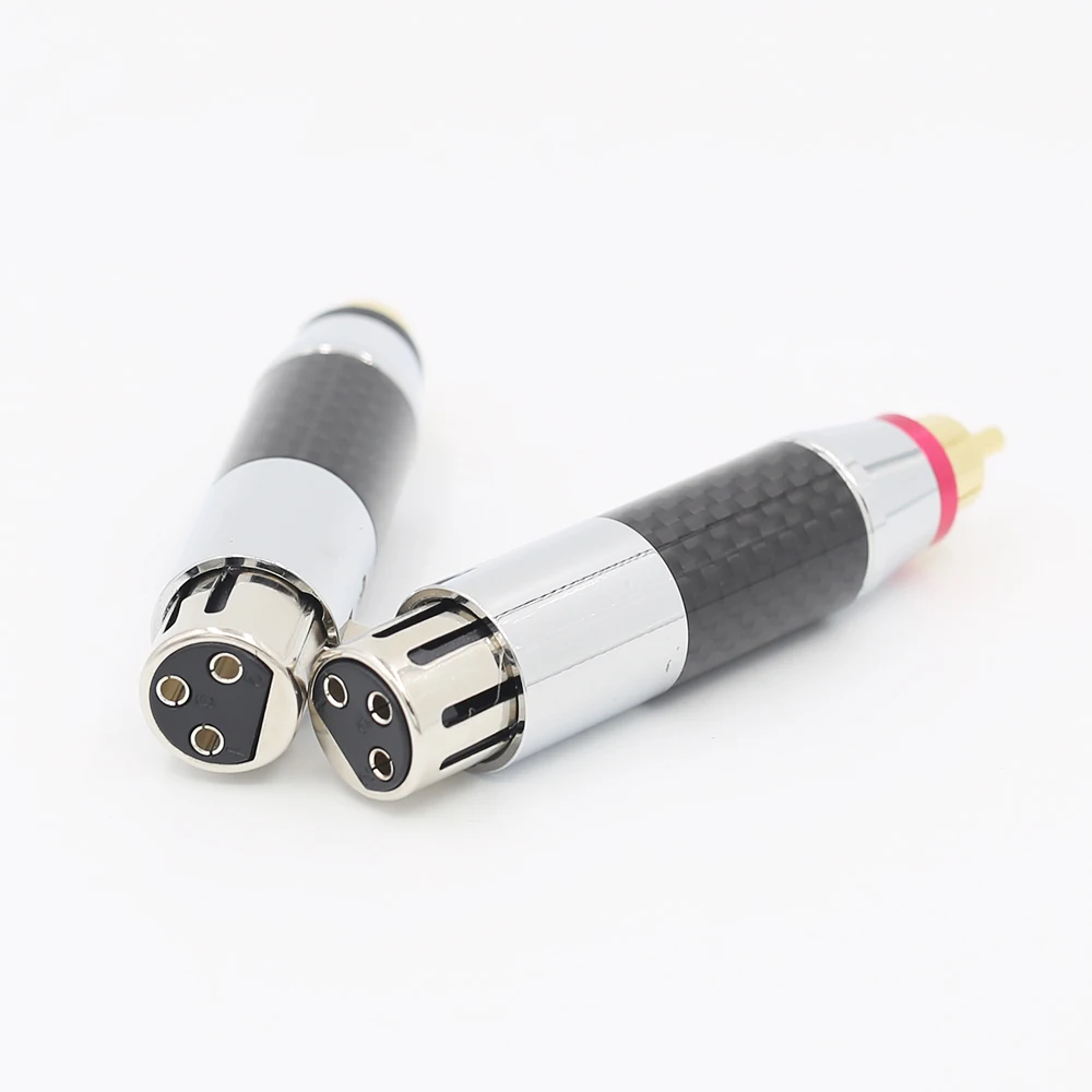 2 pezzi in fibra di carbonio XLR maschio XLR femmina a RCA maschio adattatore presa cavo bilanciato oro Phono