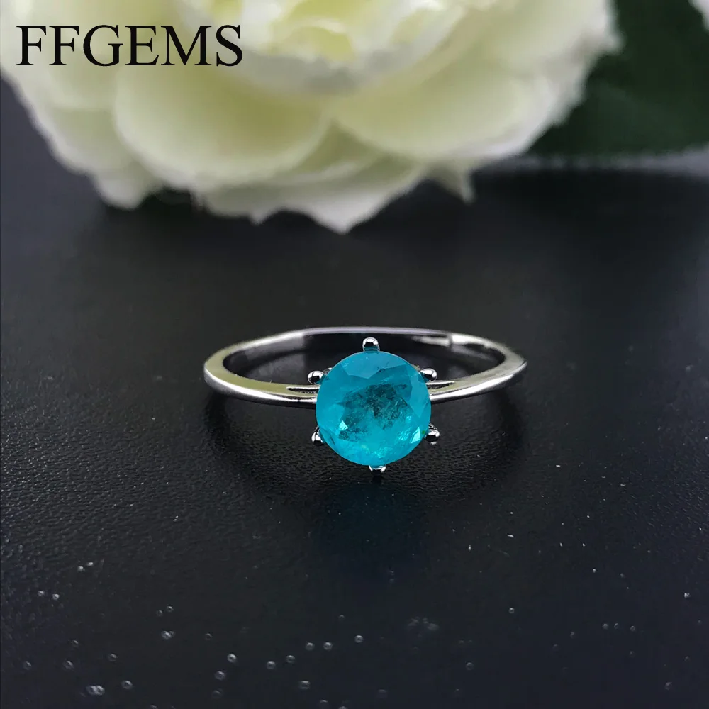 100% Sterling Silver 925 Paraiba Tourmaline Gemstone Rings for Women Girls Solid Emerald Tanzanite Wedding Band Fine Jewelry