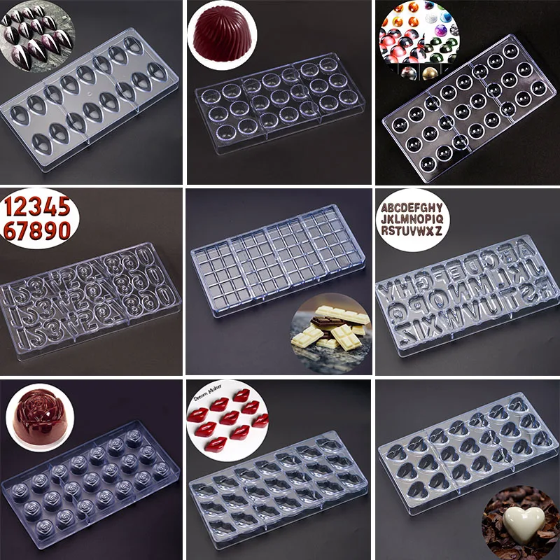 

3D Chocolate Molds Plastic Mold Polycarbonate Form for Chocolate Moulds Bakery Cake Decoration Baking Pastry Bakery Tools Mold