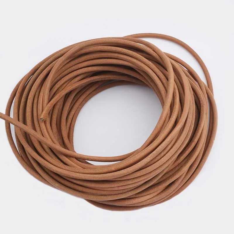 2Meters Natural Color 4mm 5mm Leather Cord Round Genuine Leather String Rope For Bracelet Necklace Jewelry Findings Making