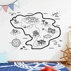 Pirates Captain Pirate Map Treasure Gold Island Wall Sticker Vinyl Home Decor For Kids Room Boys Bedroom Decals Wallpaper 4267