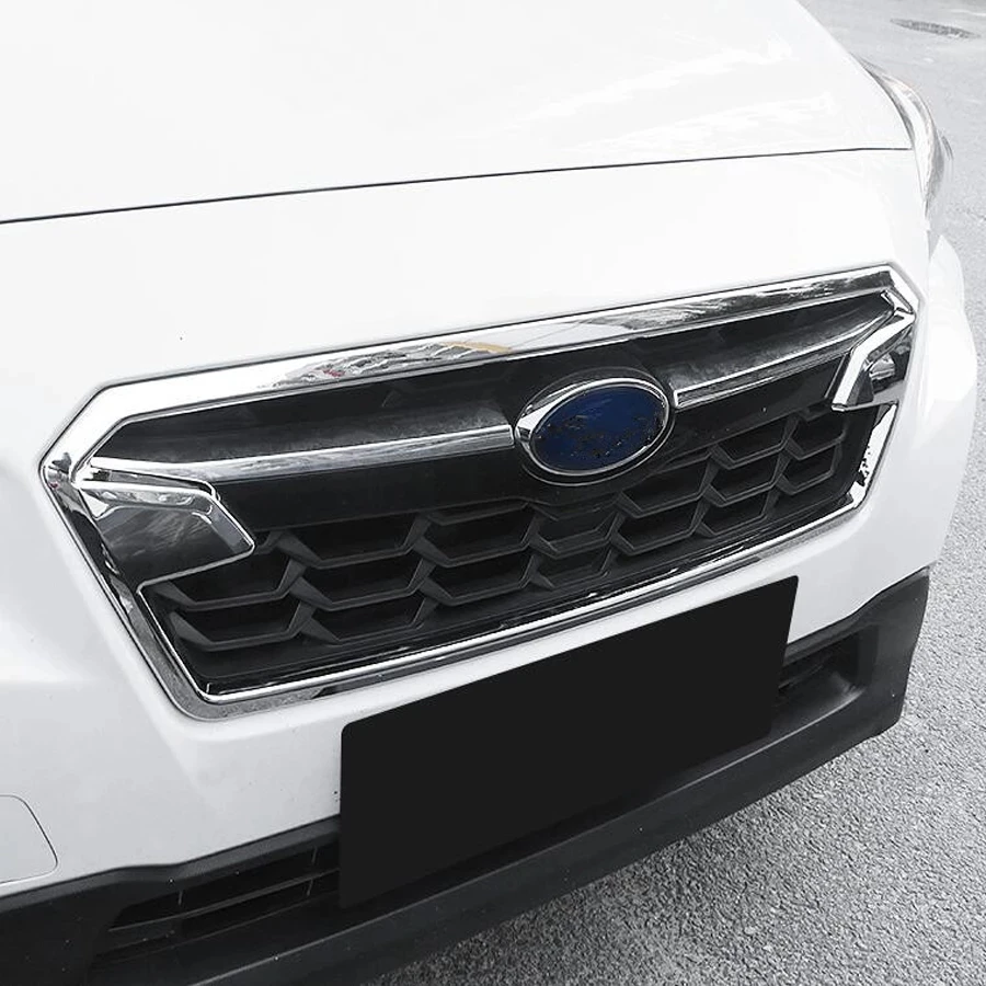 For Subaru XV 2018 1PC ABS Chrome carbonfiber Car Front Grill Grille Decorative Cover Trim Car Styling Auto Accessories