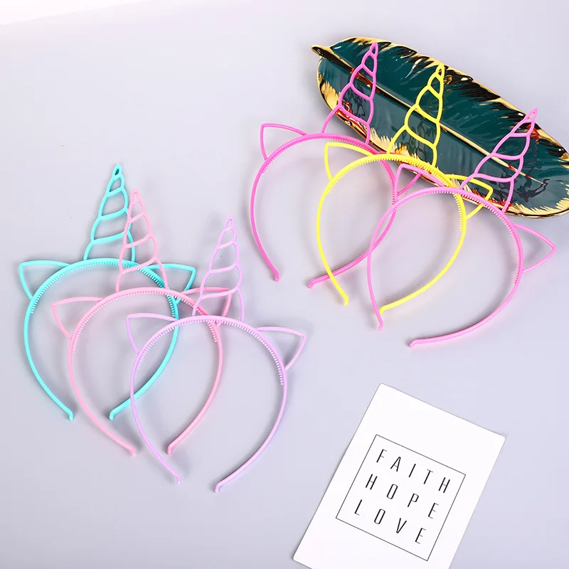 6pcs Children\'s unicorn mermaid crown cat ears headband birthday headdress hair accessories party gifts baby birthday hair bands