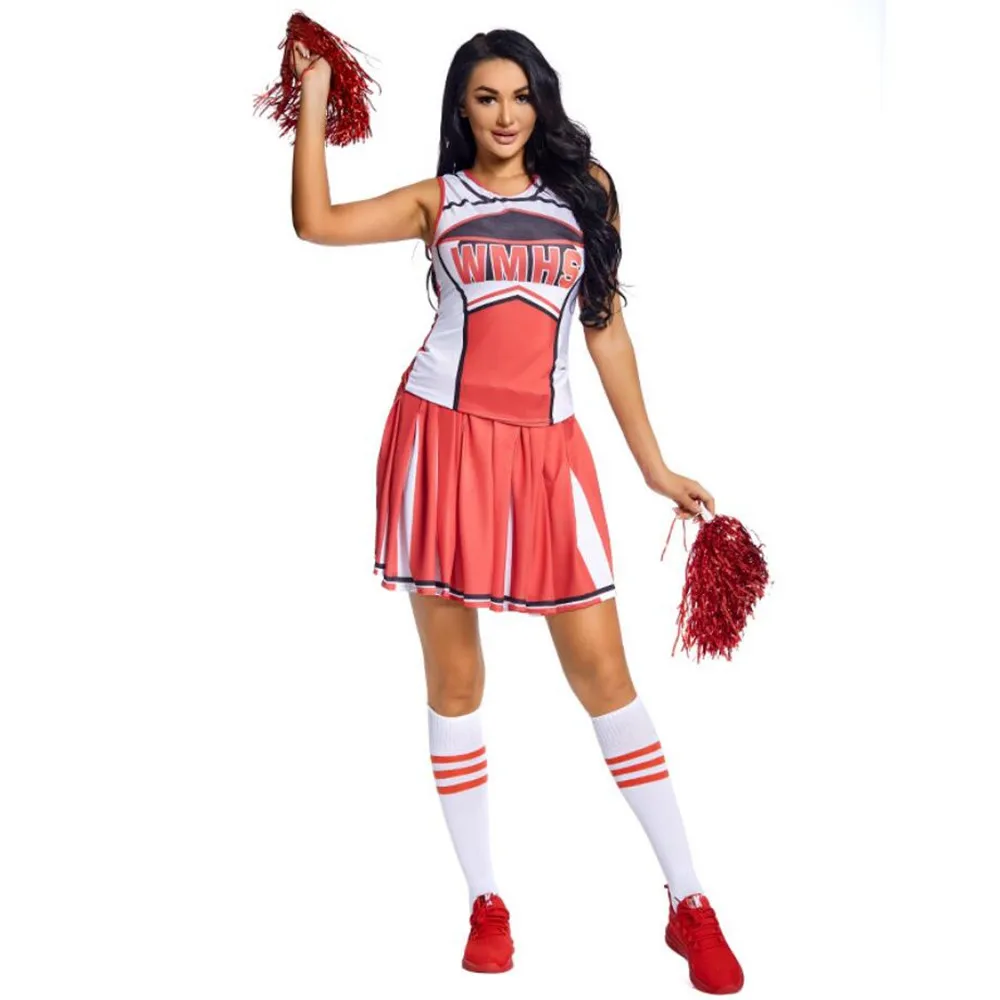 XS-XXL New High School Cheer Musical Glee Cosplay Cheerleader Set Sexy School Girl Sports Costume Cheerleader Costume