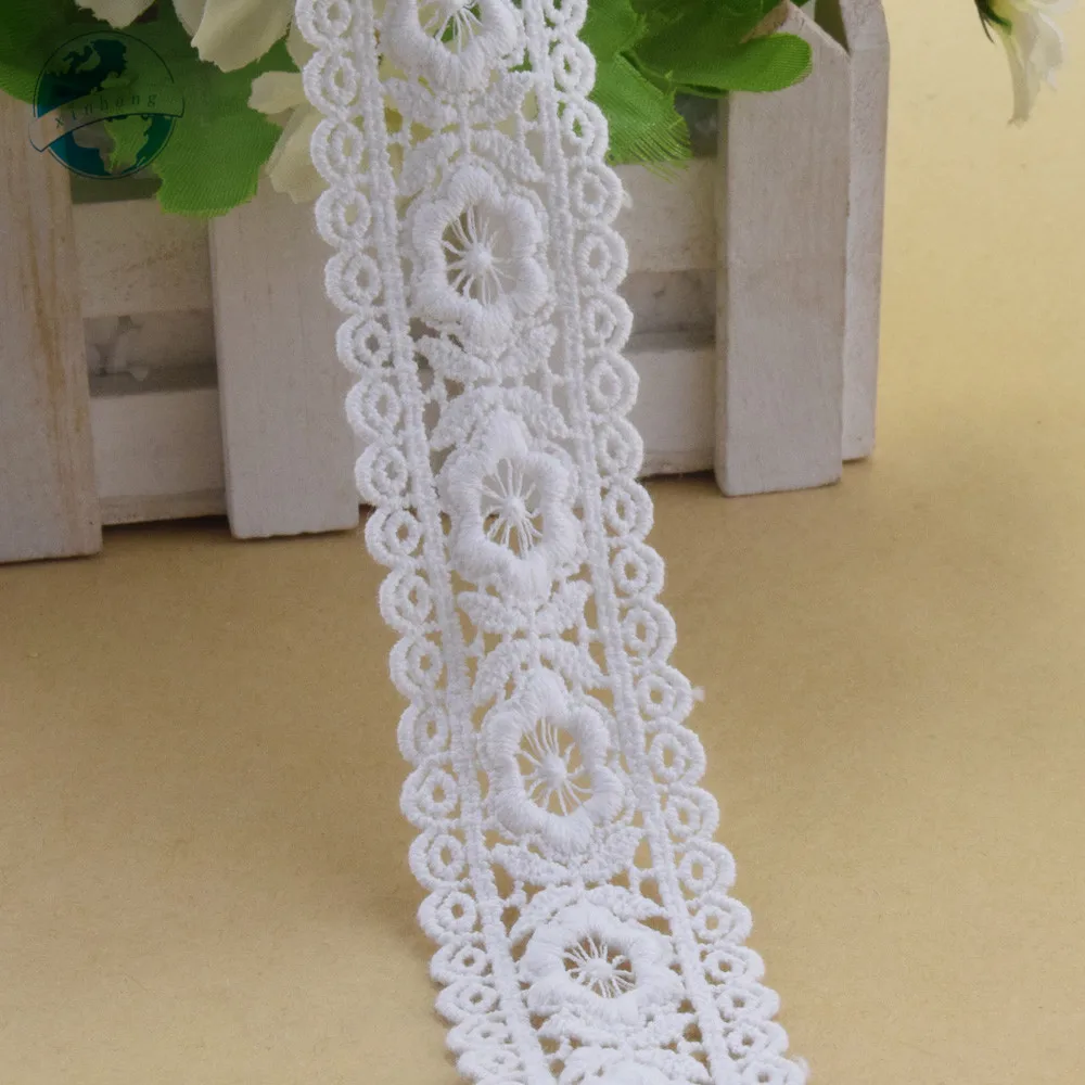 3.5cm Wide 100% Cotton embroid lace sewing ribbon guipure trim wedding decoration DIY dolls colthes Accessories lace ribbon#4201