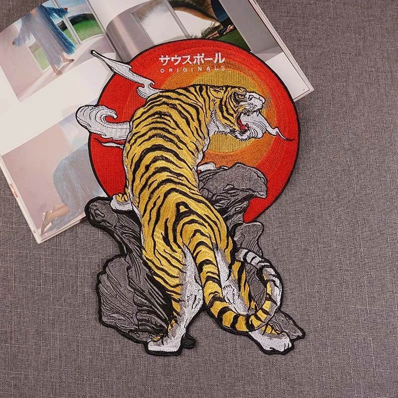 Fiercely Tiger Animal Embroidery Applique Iron On Patches Decorate Iron On clothes for Clothing DIY Craft Sewing Accessories