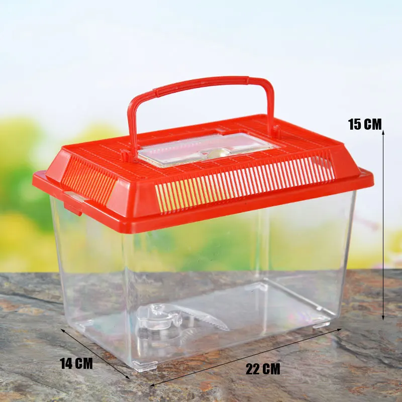 Portable Handheld Plastic Fish Tank Transparent Cutout Design For Turtle PetFish And aquarium Accessories