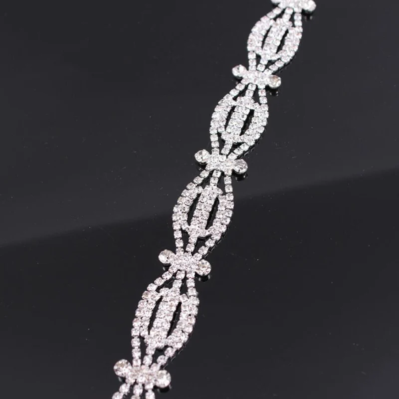 

10Yards Silver Gold Crystal Rhinestone Trim Chain Decoration Crystals for DIY Handmade Bridal Wedding Dress Waist Belts Jewelry