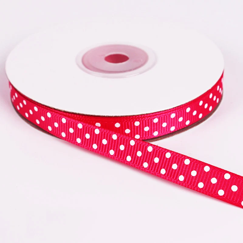 5 yards/Roll Cartoon Polka Dots Printed Grosgrain Ribbon Lovely Series Ribbons Girls Hairbows 10mm