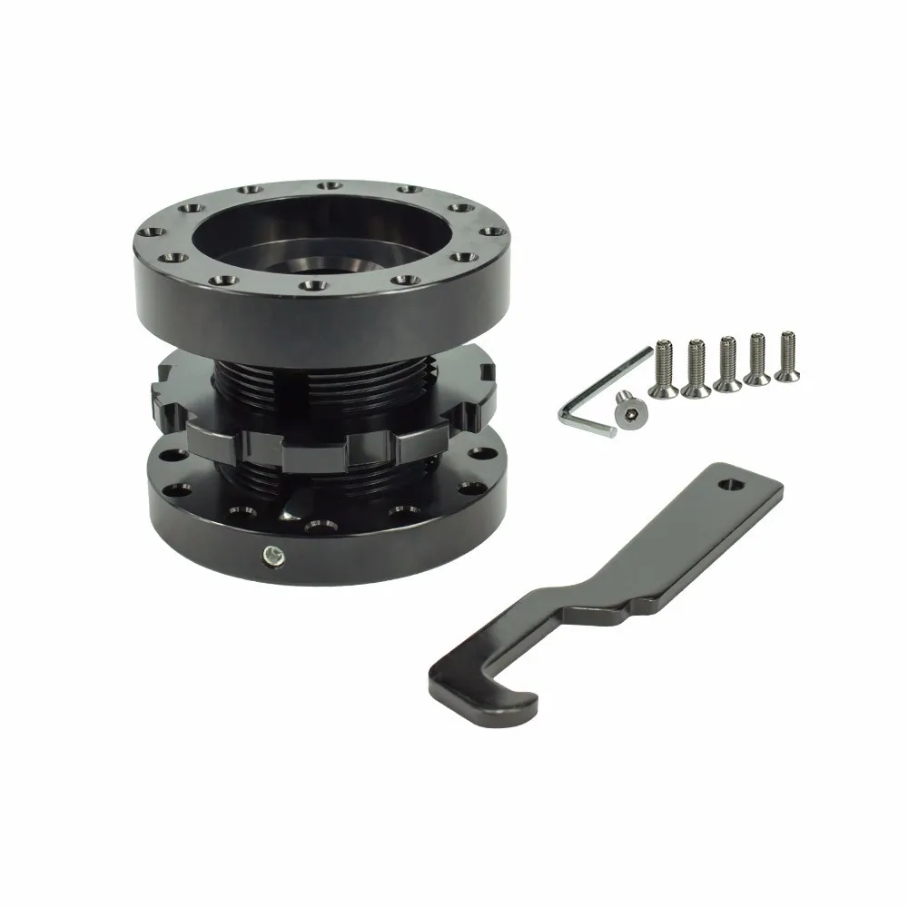 

BLACK ADJUSTABLE 40MM TO 70MM STEERING WHEEL SPACER BOSS HUB KIT