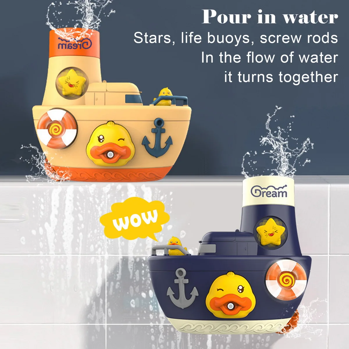 Bath Duck Boat Bubble Ship Toys Bathtub Suction Cups Spin And Flow Toy Summer Shower Baby Christmas Gift For Children Kids