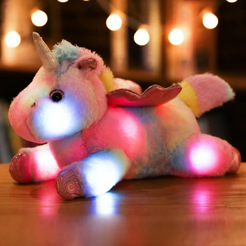 Colorful Luminous Unicorn LED Light Plush Pillow Cushion Kids Toy Stuffed Animal Doll Birthday Navidad Gift For Child Girl