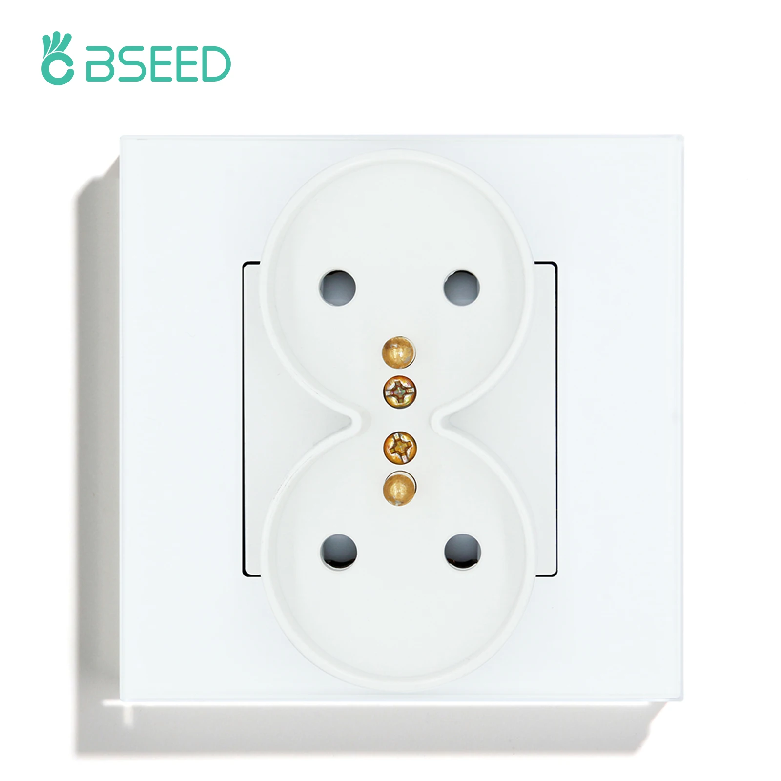 BSEED Doppel Frankreich Standard Steckdose Kristall Spiegel Glas Panel Elektrische Outlet Weiß Farben Heimwerker