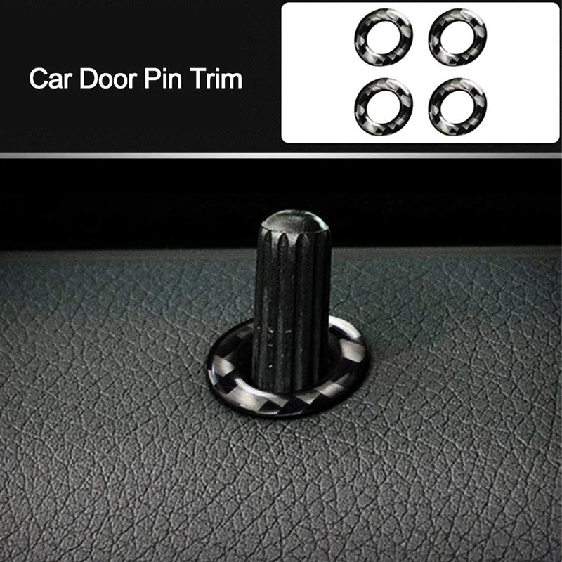 Car Door Pin Trim, 4Pcs Carbon Fiber Door Lock Pin Cover Trim Fits for Mercedes Benz C-Class W205 GLC C180 C200L C260L