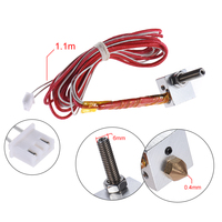 Hot End Kit 0.4mm Nozzle & M6 30mm Extruder Throat 12V 40W Heater Thermistor Heater Block for RapRep i3 Anet A2 A8 3D Printer