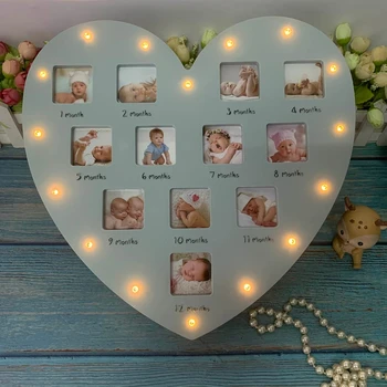 My first year baby frame light 0-12 months pictures love heart photo frame keepsake growth souvenirs