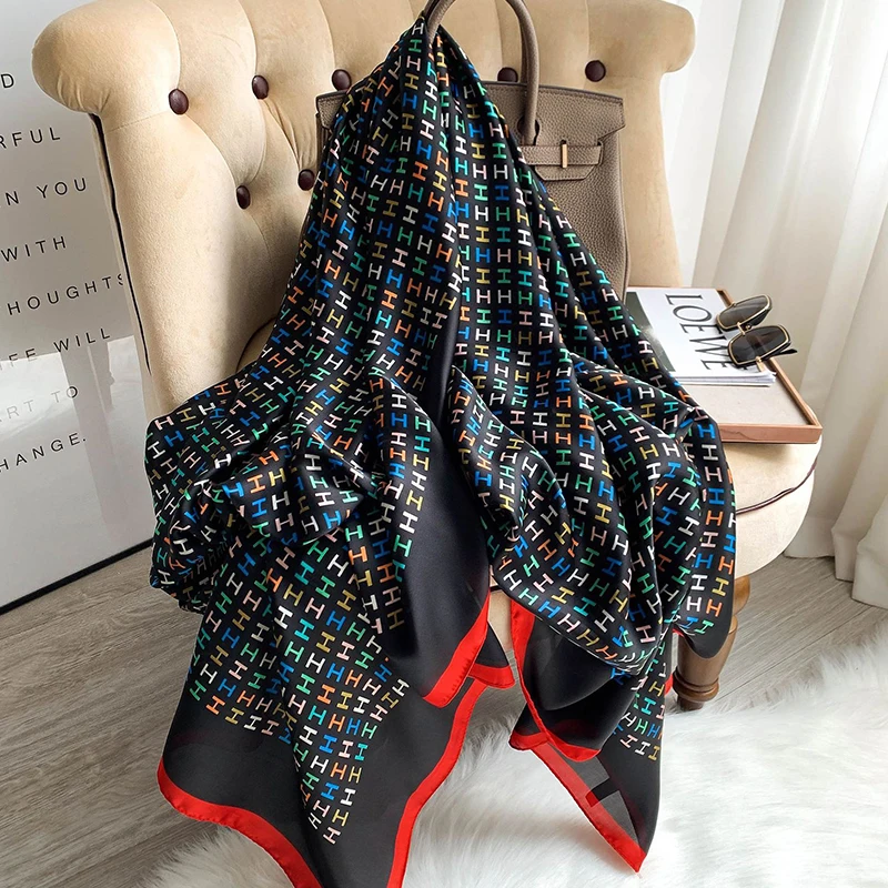 Luxury Brand Women Silk Scarf Beach Shawl Echarpe Summer Wrap Scarves Female Beach Bandana Ladies Chiffon Foulard Muffler