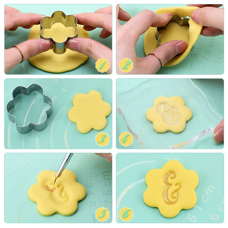 DIY Fondant Embossing Sweet Stamp Letters Cake Decorating Tools Cutter Cookie Silicone Mold Alphabet  Pastry Accessories Shape