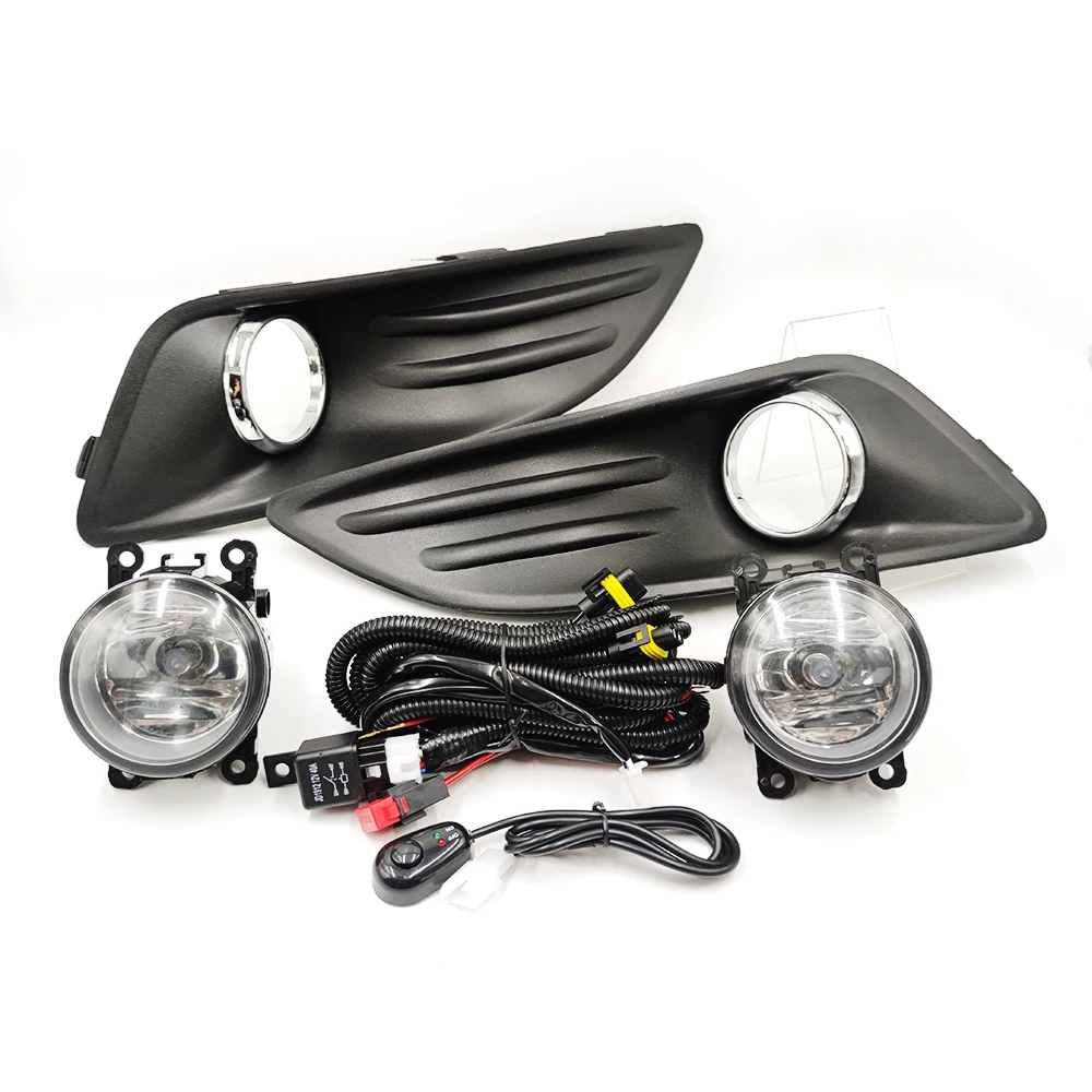 1 Set For Ford Fiesta 2013 2014 2015 2016 2017 LED Front Bumper Fog Lamp Fog Light Wire Harness Fog Lamp Grille Cover
