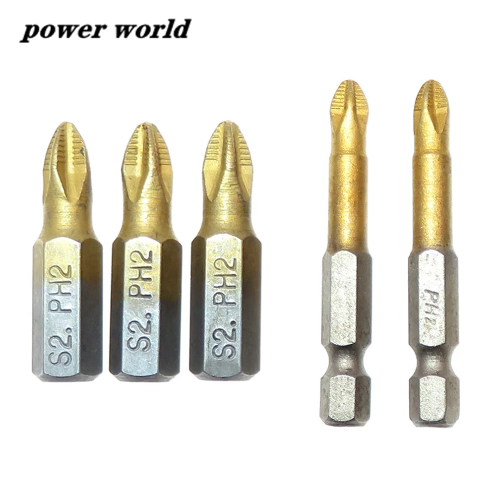 10/5pcs PH2 Electric Screw Driver Bit Hand Power Tools Non-Slip Coated Titanium Magnetic Electric Drill Screwdriver Bits