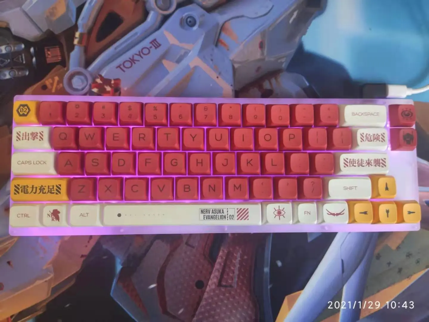 1 Set Pink White Red-white Theme Keycap PBT Dye Subbed Key Cap For MX Switch Mechanical Keyboard XDA Profile Keycaps