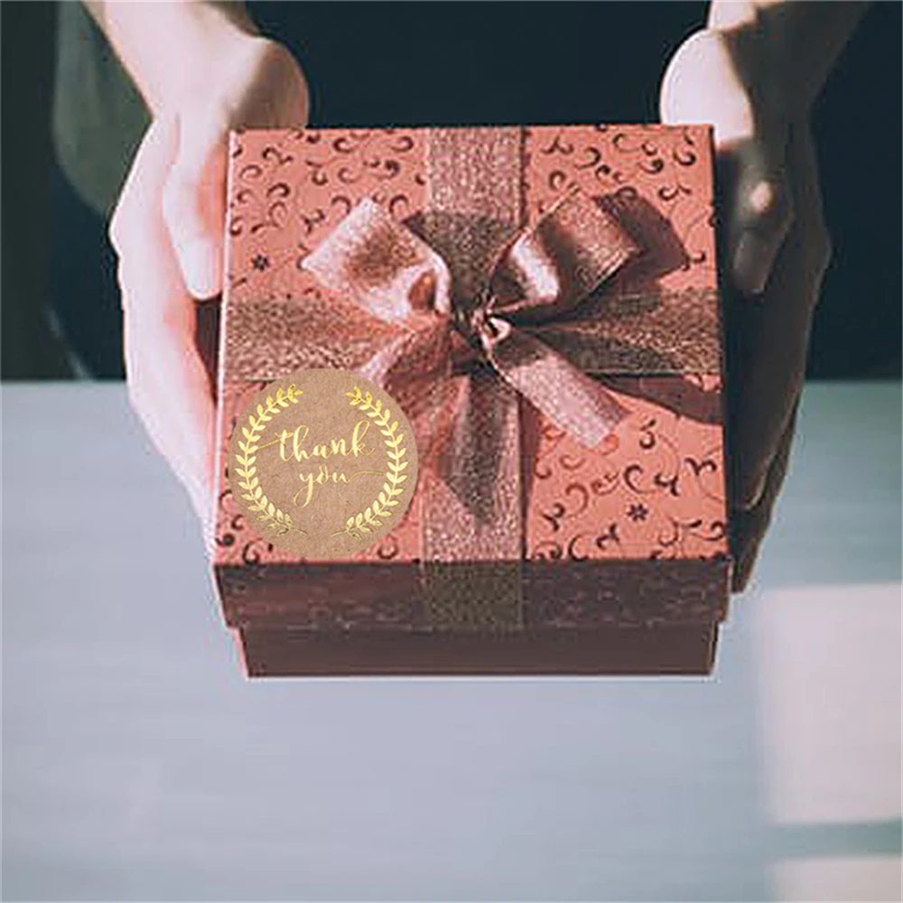 500 Pcs Round Thank You Kraft Stickers 1 Inch Gold Labels Wedding Pretty Gift Cards Envelope Sealing Label Stationery Stickers